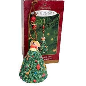Hallmark Y2K ANGEL BLESSED TREE Christmas Ornament w/ Beaded Leather Strap BOX